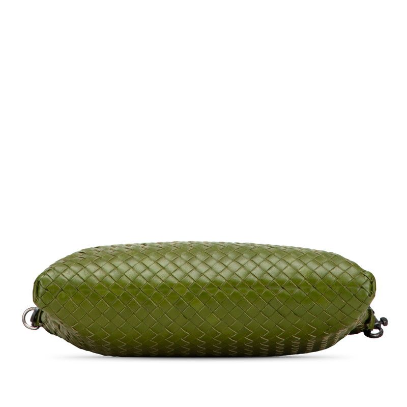 Bottega Veneta Intrecciato Crossbody Shoulder Bag Green Leather Women Bottega