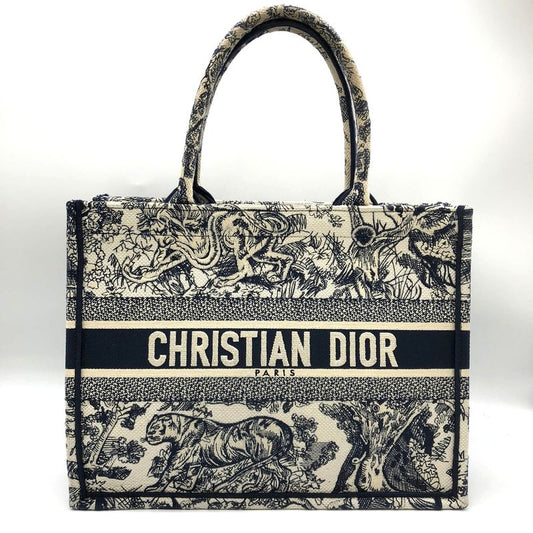 Christian DIOR Book Tote Medium Toile De Jouy Sauvage Tote Bag Navy Taiga -