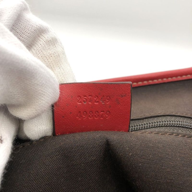 Gucci 257249 Handbag Mini Bag Small Red GG Canvas/leather Ladies Fashion