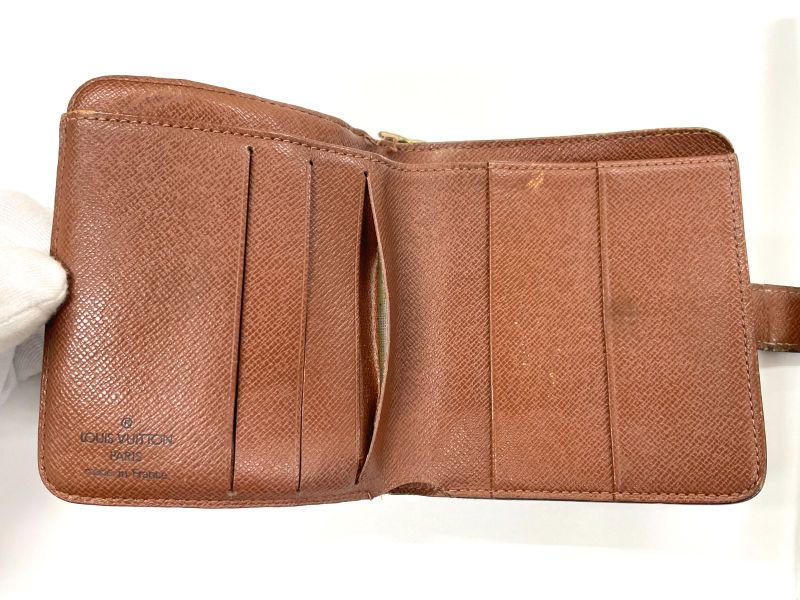 Louis Vuitton Monogram Compact Zipped Folding Wallet M61667 Brown Made In France