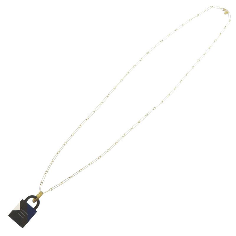 Hermes Amulet Cadenas GM Buffalo Horn/lacquer Brown Necklace Brown 1757 Hermes
