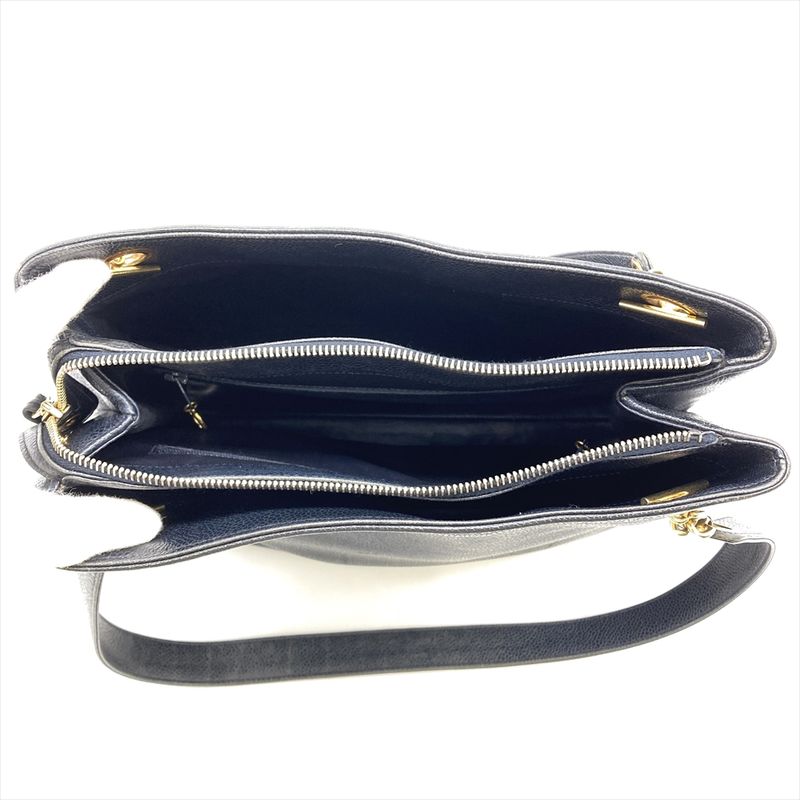 Chanel Shoulder Bag Caviar Skin Black Gold Hardware Coco Mark Tote 2nd Unit