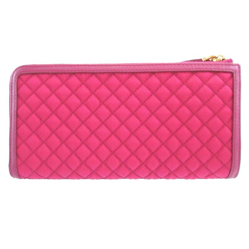 Prada Quilted Nylon Pink L Shaped Zipper Long Wallet 1042 Prada