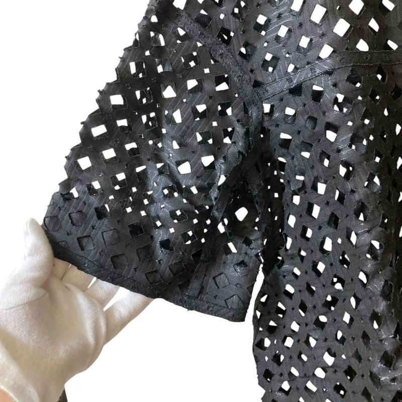 Good Fendi Short Sleeve Cutwork Shirt Blouse Size 40 Black Ladies Used