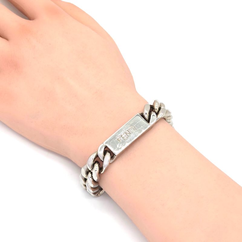 Fendi Bracelet M 205cm (807in) Long Chain Link Plate Fendi Leta Ring Palladium