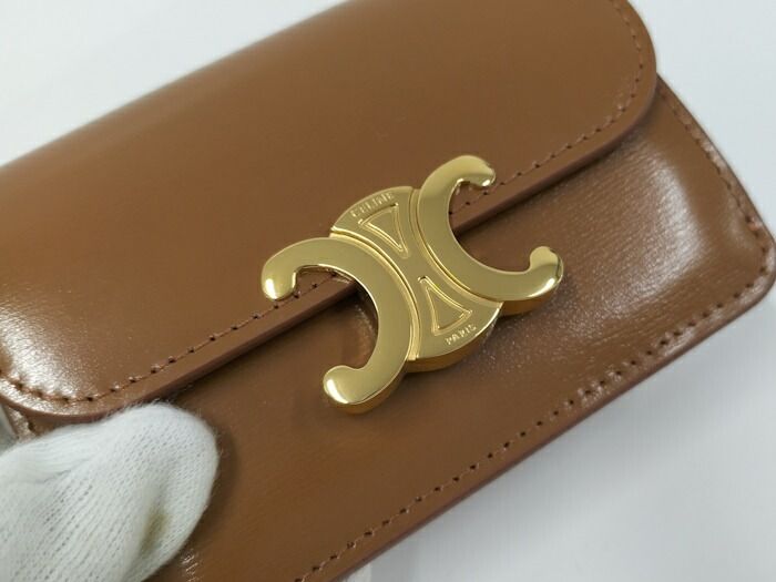 Celine Triomphe Card Case Leather Brown