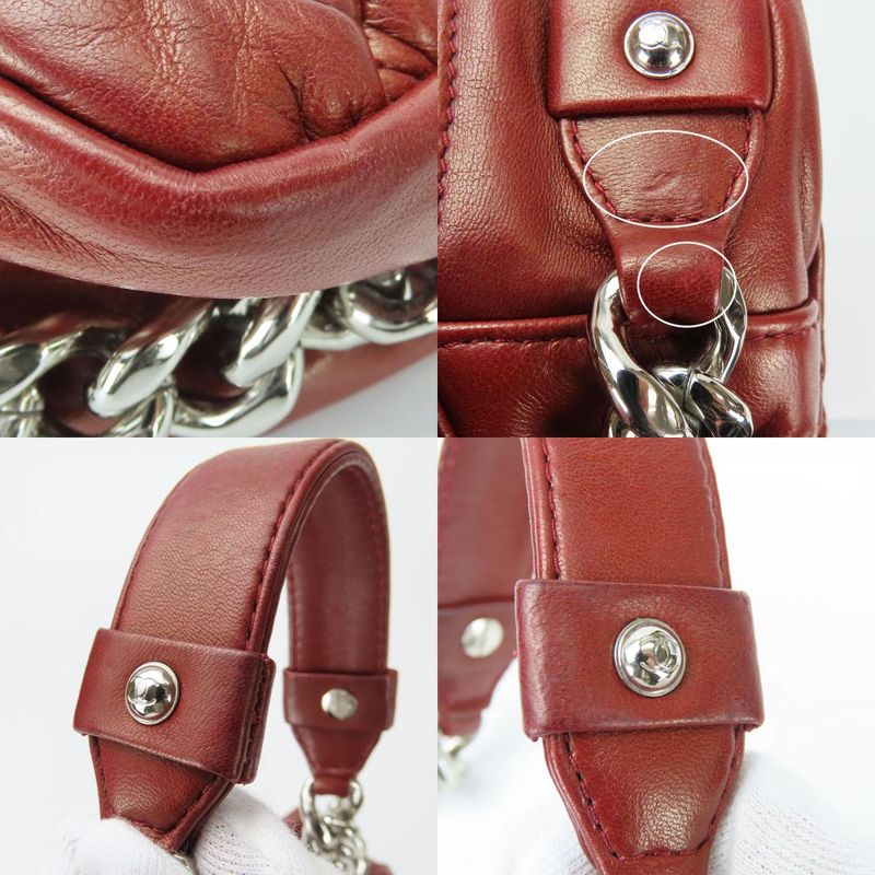 Chanel Shoulder Bag Quilted Coco Mark Lambskin Bordeaux Silver Hardware Chain