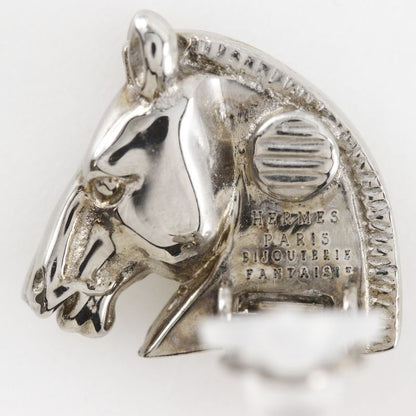 Hermes Cheval Horse Motif Metal Silver Ladies 10.5g Earrings