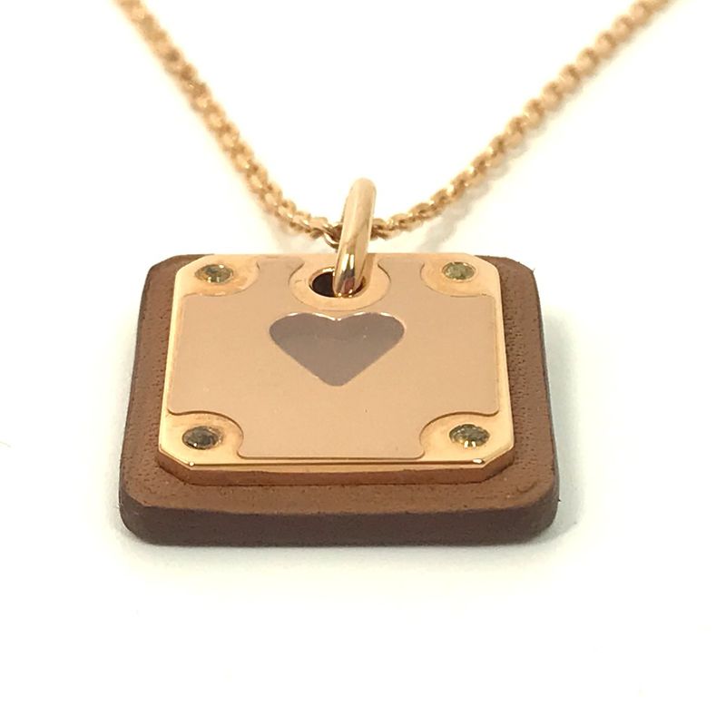 Hermes Necklace As De Coeur PM Metal Brown