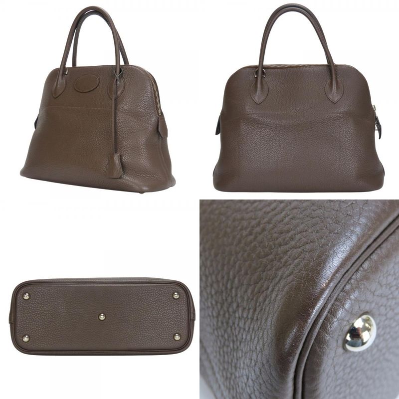 Hermes Handbag Bolide 31 Togo Chocolat Dark Brown Silver Hardware 2WAY Shoulder