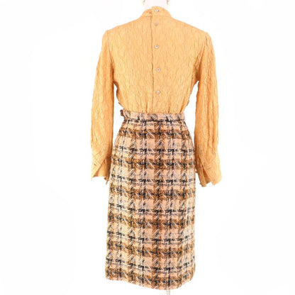 CHANEL Vintage Tweed Jacket Long-sleeved Top And Skirt 3-piece Set-up