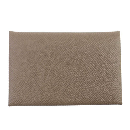Hermes Calvi Vaux Epson Etoupe Silver Hardware Card Case Business Card Holder