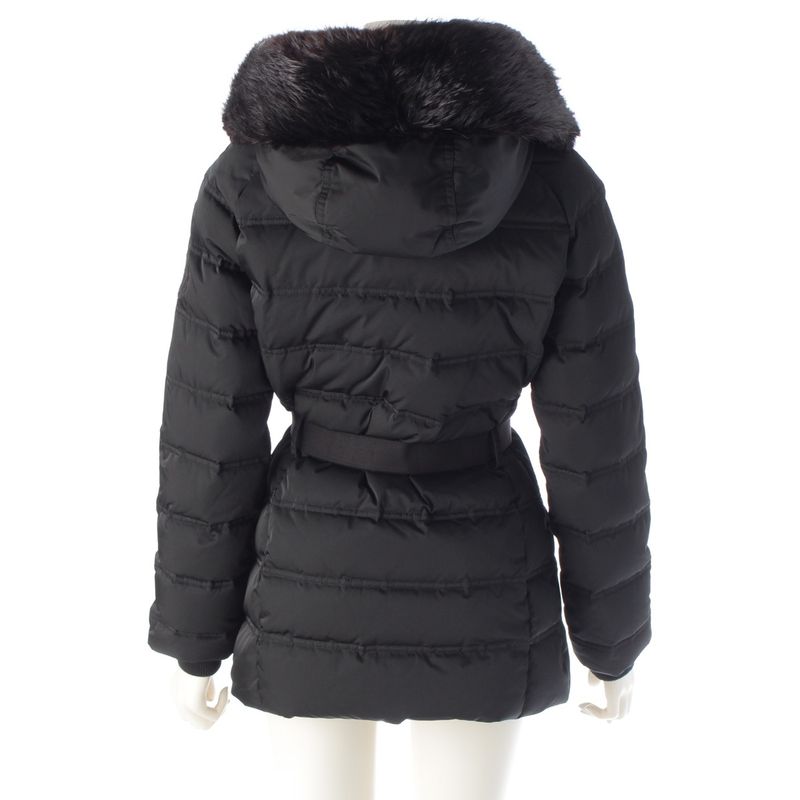 Gucci Beaver Fur Ggleather Patch Belted Down Coat Outerwear 319495 Black 36