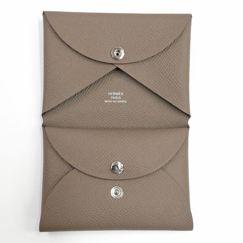 Hermes Calvi Duo Etoupe Coin Case With Coin Case Epson Leather W