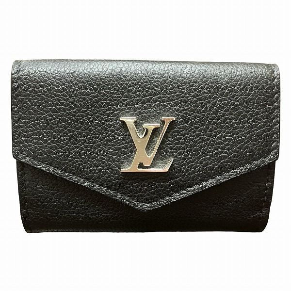 Louis Vuitton Taurillon Portefeuille Lock Mini M63921 Noir Black Trifold Wallet