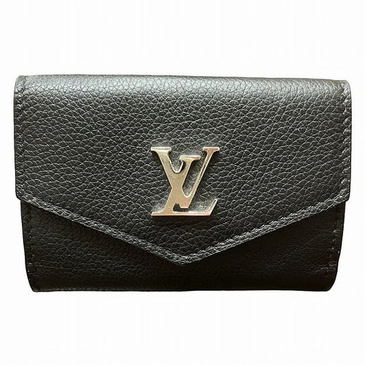 Louis Vuitton Taurillon Portefeuille Lock Mini M63921 Noir Black Trifold Wallet