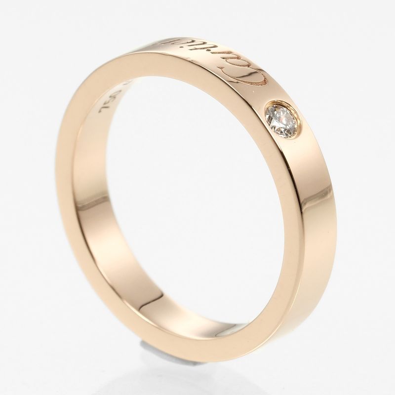 Cartier C Deux Engraved 18K Pink Gold And Diamonds Size 7 Ladies' 3.39g Ring
