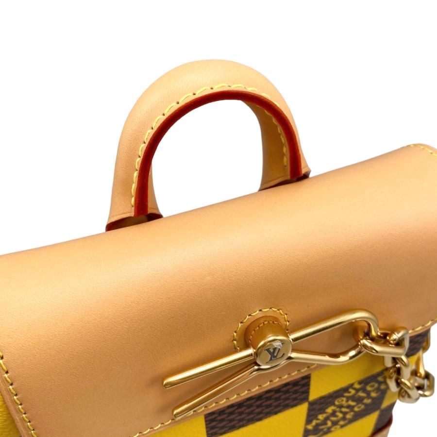 Louis Vuitton Shoulder Bag Nano Steamer N40536 Damier Pop Canvas Yellow Brown