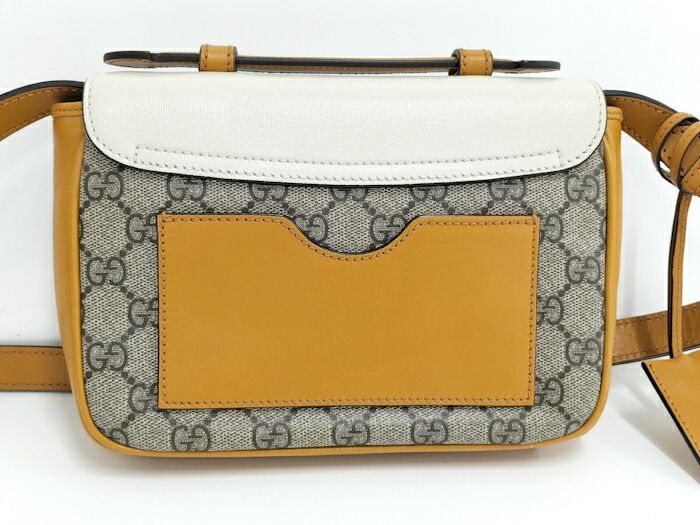 Gucci Shoulder Bag GG Supreme Beige Mustard White 658487