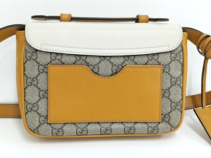 Gucci Shoulder Bag GG Supreme Beige Mustard White 658487