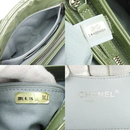 Chanel Handbag Mademoiselle Beau Ring Coco Mark Enamel Green Silver Hardware