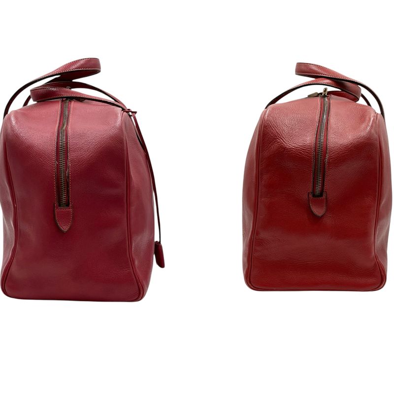 Hermes Boston Bag Leather Victoria Bow Ring Bag Rouge Red