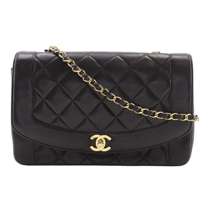Chanel Diana 25 Matelasse Chain Shoulder Vintage A01165 Lambskin Black Ladies