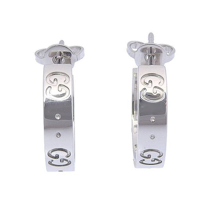 Gucci Icon GG Logo Hoop Earrings 18K White Gold 750 White Gold Earring Accessori