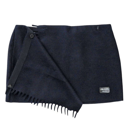 Prada P112xe Cashmere Navy Mini Skirt Rolled Skirt 0332 Prada