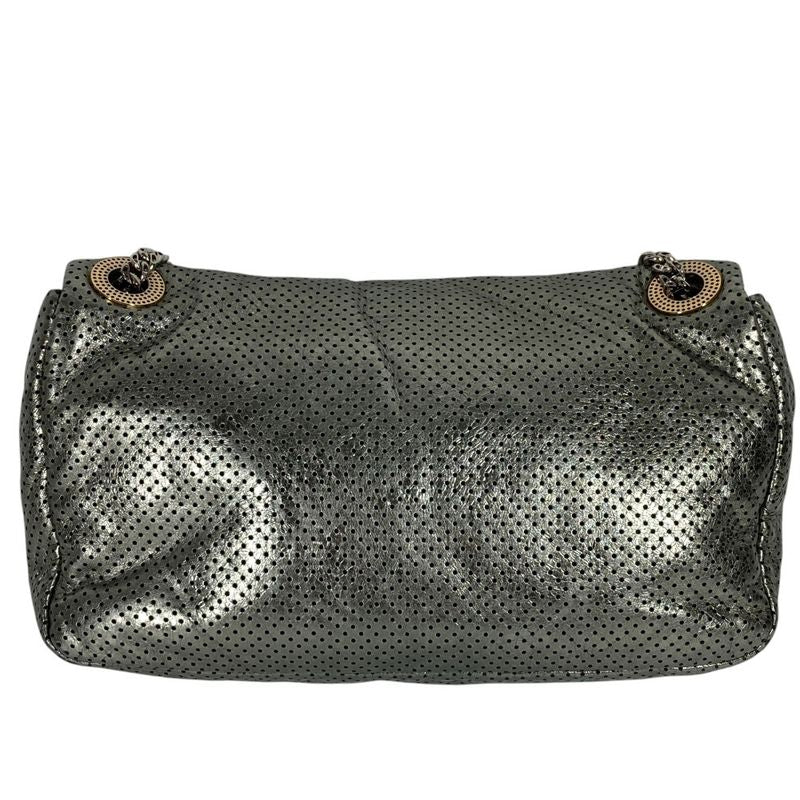Chanel Shoulder Bag 255hardware Leather Metallic Grayish