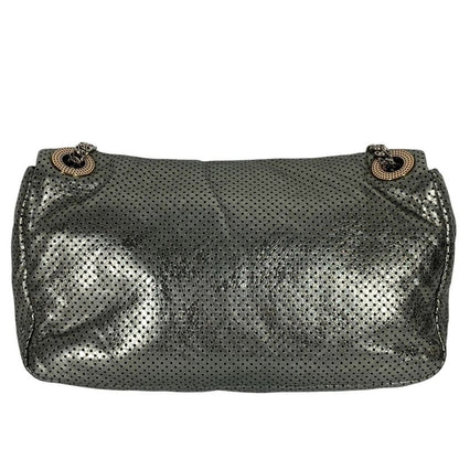 Chanel Shoulder Bag 255hardware Leather Metallic Grayish