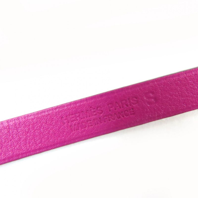 Hermes Medor Infini Dubretour Bracelet Leather Silver Hardware Bangle Purple T3