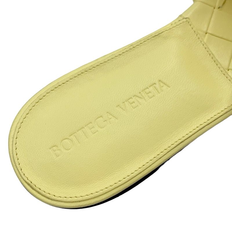Bottega Veneta Lido Sandals Shoes Leather Yellow Flat Sandals Mules Intrecciato
