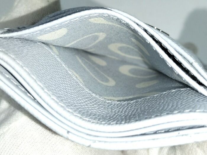 Chanel Card Case Coco Marc Caviar Skin Ice Blue Ap3835
