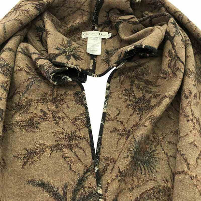 Christian DIOR | 2020ss | Wool Jacquard Fringe Shawl Poncho | S | Charcoal