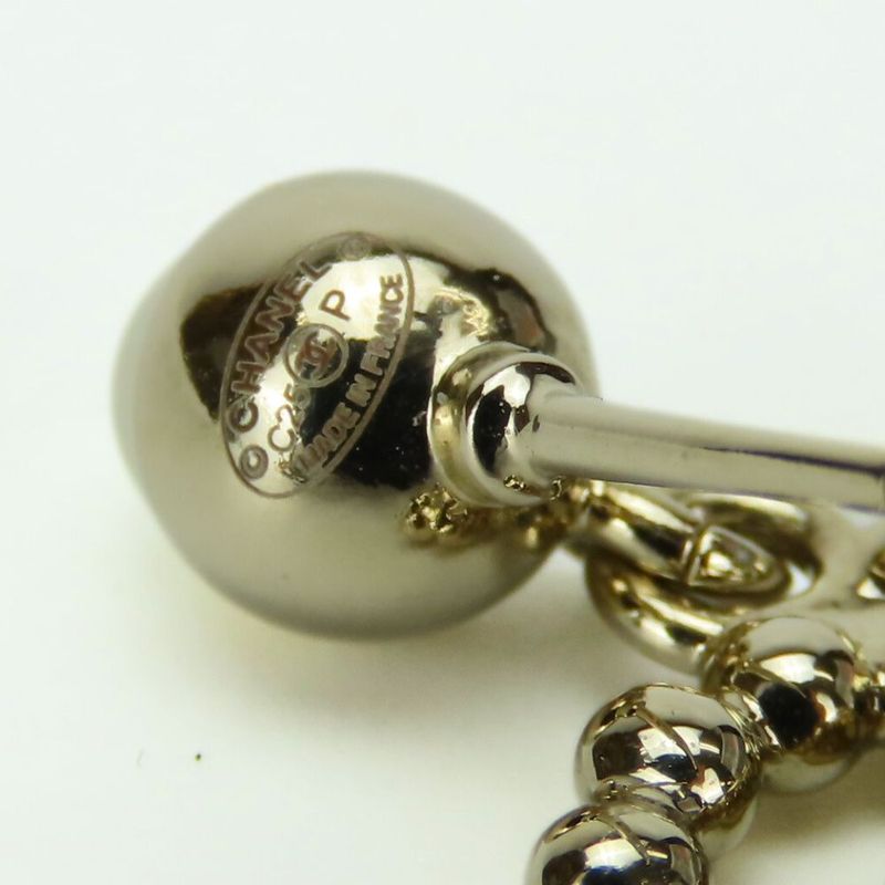 Chanel Earrings Coco Mark Metal Silver Heart Rhinestone C25P Ladies Women Chanel