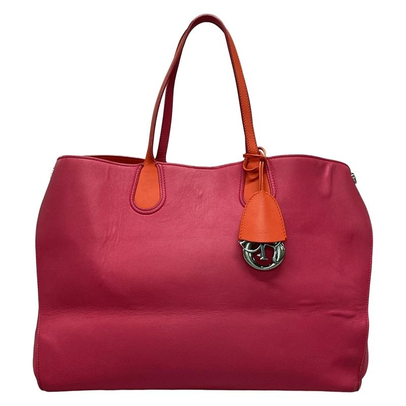 Dior/christian Dior Addict Tote Bag Pink And Orange Leather