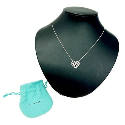 Tiffany & Co Silver Olive Leaf Heart Necklace 2.3g 925 Engraved 353042 Necklace
