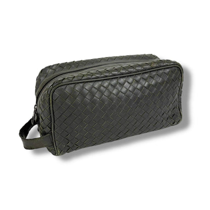 Bottega Veneta Clutch Bag Second Bag Intrecciato Leather Light Gray
