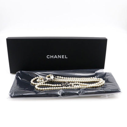 Chanel Smile Coco Mark B16 Faux Pearl And Rhinestone Black Unisex 167g Necklace