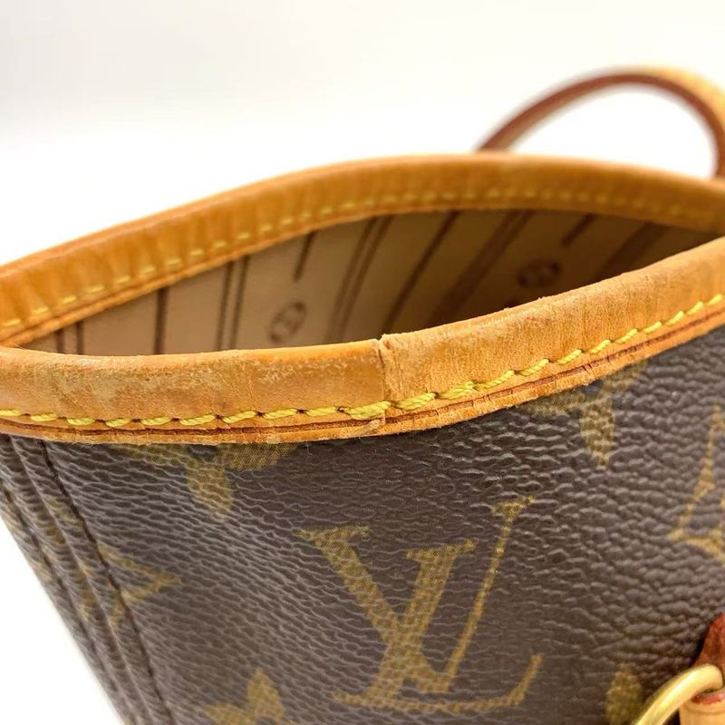 Louis Vuitton Neverfull MM Monogram Leather X PVC Brown Tote Bag Gold M40156