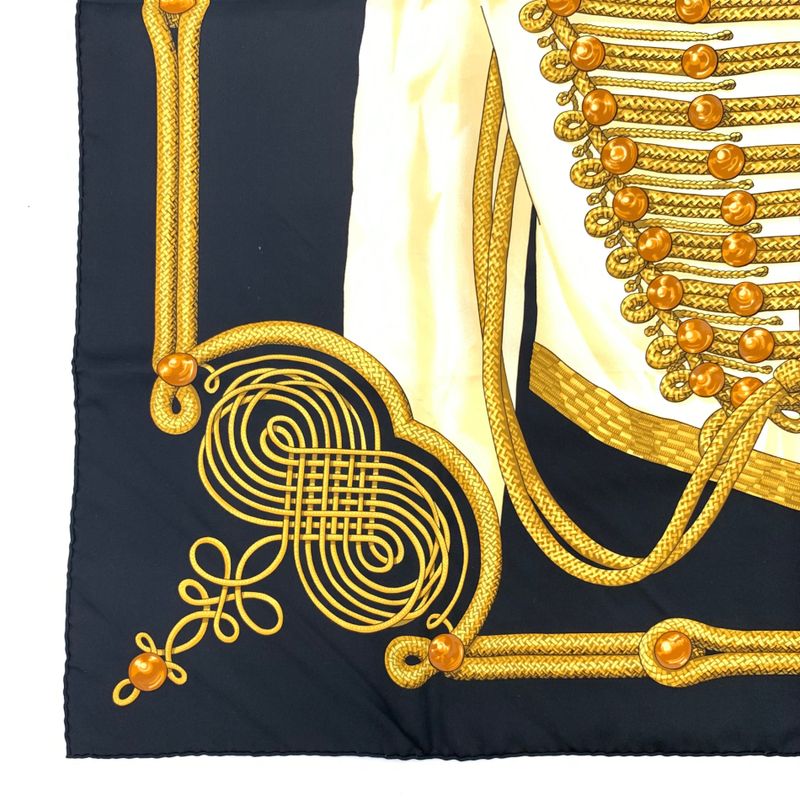 Hermes Carre 90 Scarf Silk Scarf Brandebourgs Brandenburg Black And Gold