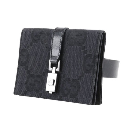 Gucci Jackie Line Belt Bag GG Canvas Black Women's Waist Bag