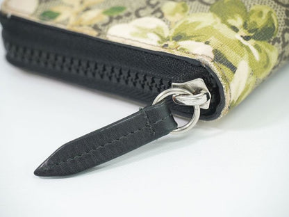 Authentic Gucci GG Blooms Round Zipper Long Wallet Brown Green 408665 Wallet