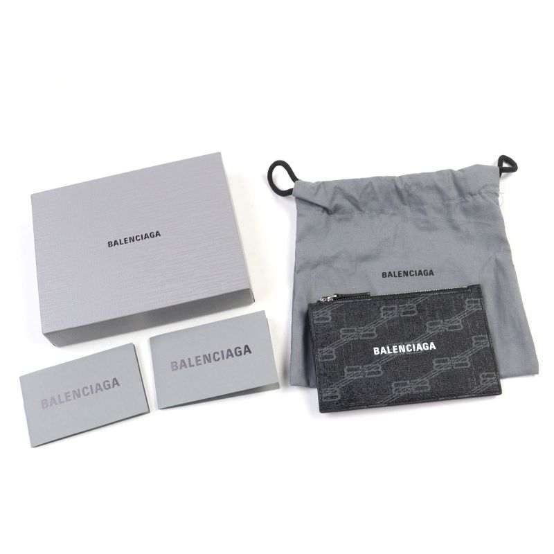 Balenciaga 640535 CASH Leather Bbmonogram Logo Print Fragment Case Card Holder