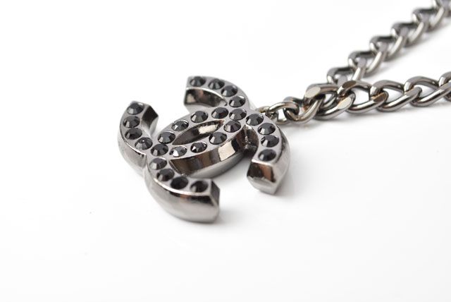 Chanel Necklace Pendant Bracelet Unisex Chanel Coco Mark CC Rhinestone Chrome
