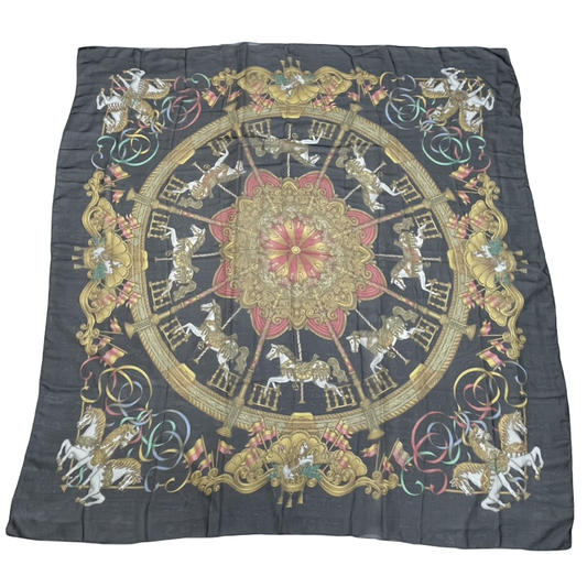 Hermes Carre 140 Large LUNA PARK Amusement Park Scarf Silk Black