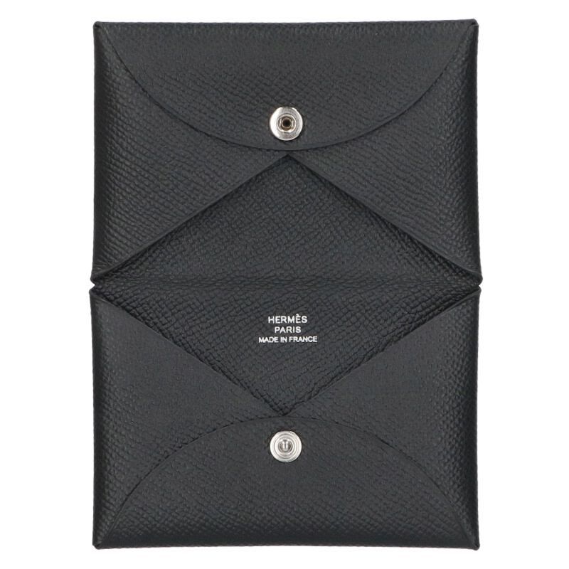 Hermes Calvi Y Engraved Vaux Epson Leather Card Case Men's