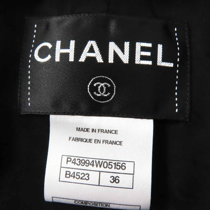 CHANEL 12A P43994 Silk Gripore Button Shawl Collar Single Color Tweed Jacket