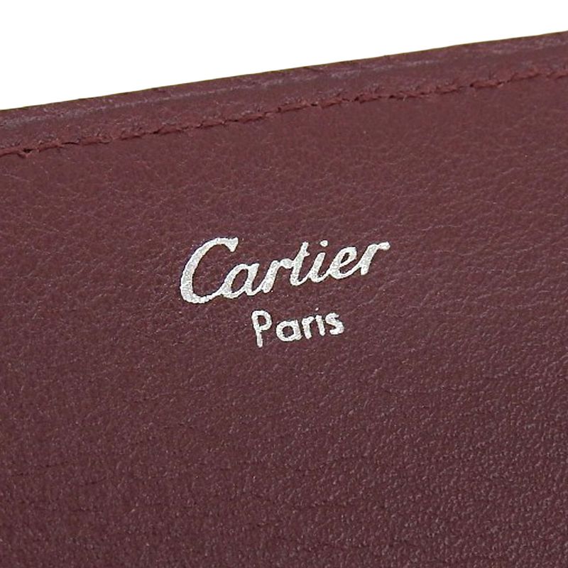 Unused With Box Cartier Current Tag L3000580-ek Cabochon Leather Wallet Trifold
